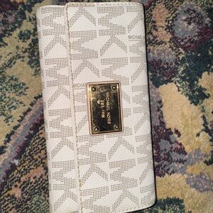 Michael Kors Cream Wallet with Gold Accents
